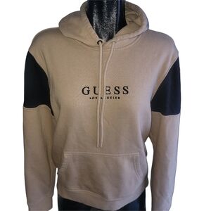 Guess Tan and Black Pullover Hoodie Size M
